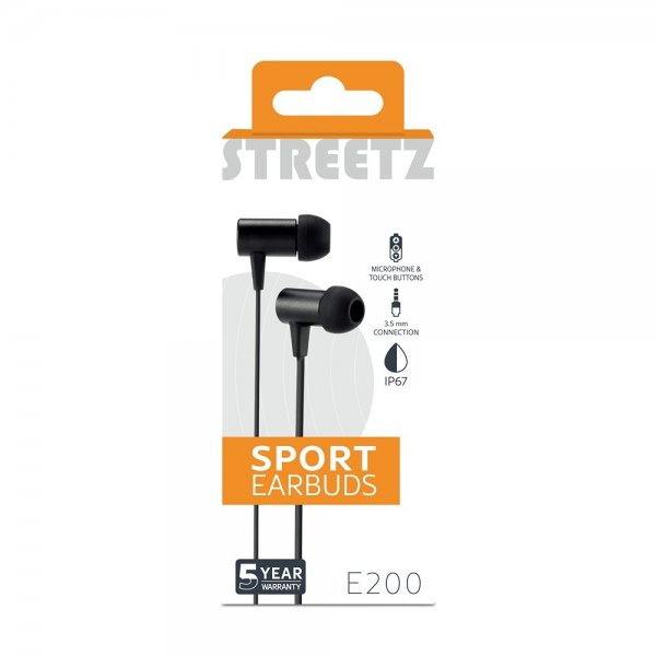Hörlurar E200 Sport Earbuds 3.5mm Svart