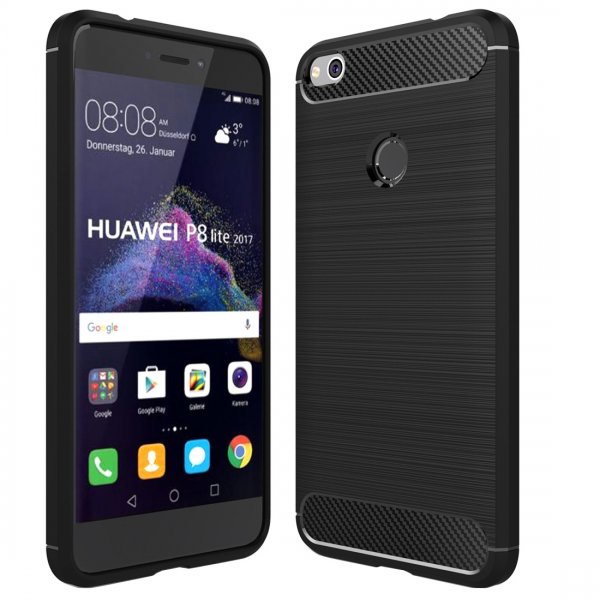 Huawei Honor 8 Lite Mobilskal TPU Kolfibertextur Svart