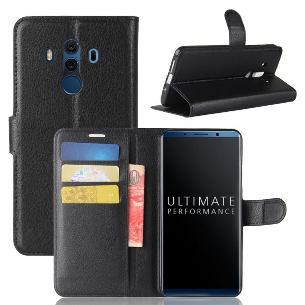 Huawei Mate 10 Pro Plånboksfodral Litchi Svart