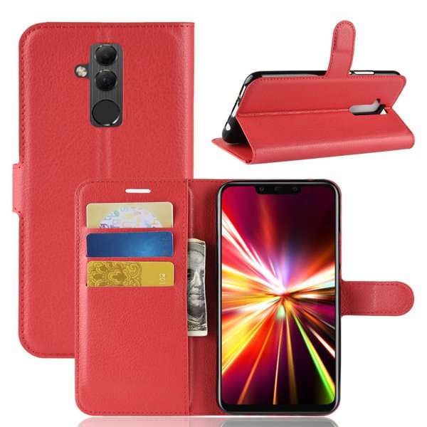 Huawei Mate 20 Lite Plånboksfodral PU-läder Litchi Röd