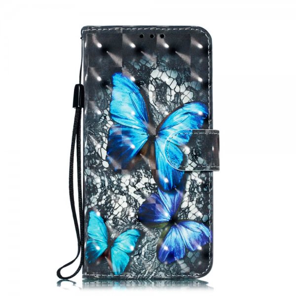 Huawei Mate 20 Lite Plånboksfodral PU-läder Motiv Blåa Fjärilar
