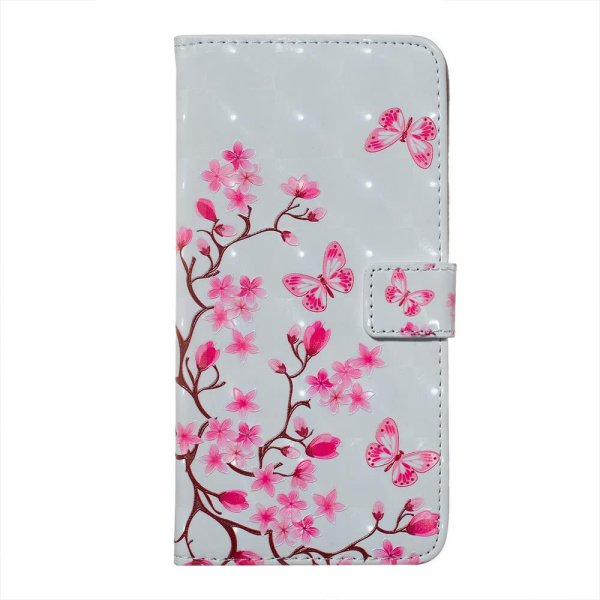 Huawei Mate 20 Lite Plånboksfodral PU-läder Motiv Rosa Fjärilar och Blommor