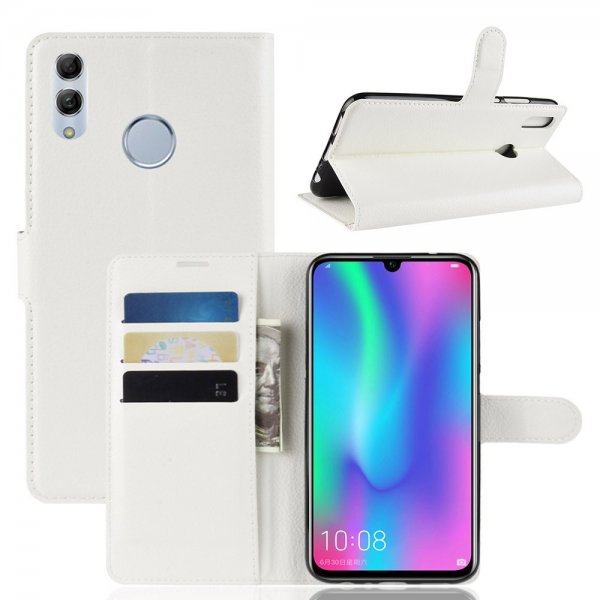 Huawei P Smart 2019 Mobilplånbok Litchi PU-läder Vit