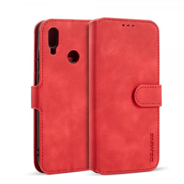 Huawei P Smart 2019 Plånboksfodral Retro PU-läder Röd