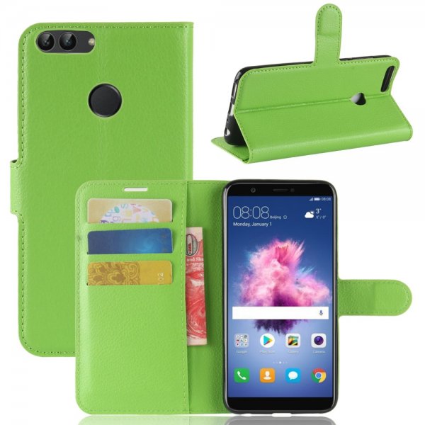 Huawei P Smart 2018 Plånboksfodral PU-läder Litchi Grön