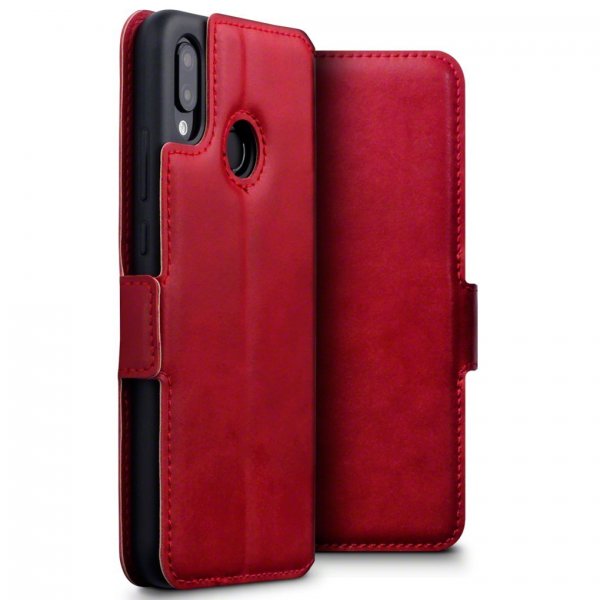 Huawei P20 Lite Äkta läder Fodral Low Profile Röd