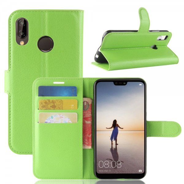 Huawei P20 Lite Plånboksfodral PU-läder Litchi Grön