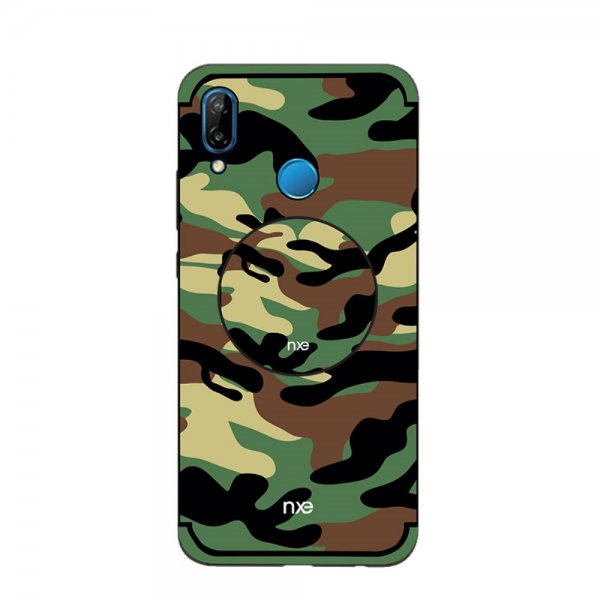 Huawei P20 Lite Skal med Stativ Camouflage TPU Grön