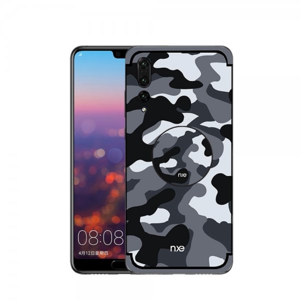 Huawei P20 Pro Skal med Stativ Camouflage Hårdplast TPU Grå
