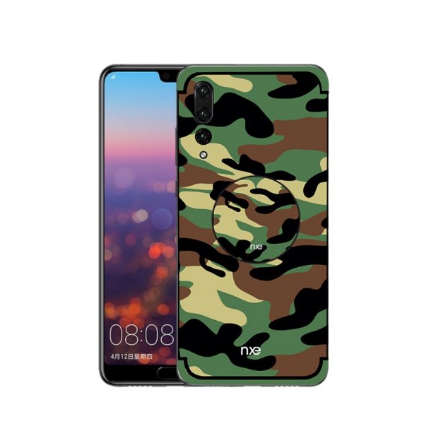 Huawei P20 Pro Skal med Stativ Camouflage Hårdplast TPU Grön
