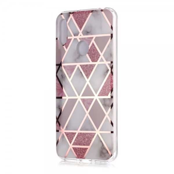 Huawei Y6 2019 Skal Marmor Vit Rosa