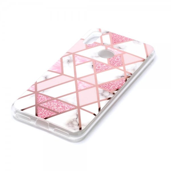 Huawei Y6 2019 Skal Marmor Vit Rosa