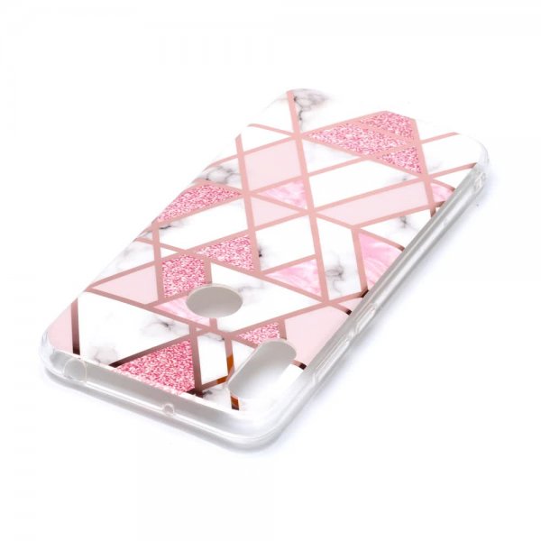 Huawei Y6 2019 Skal Marmor Vit Rosa