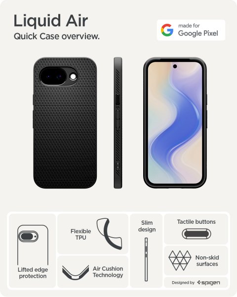 Google Pixel 10a Skal Liquid Air Matte Black