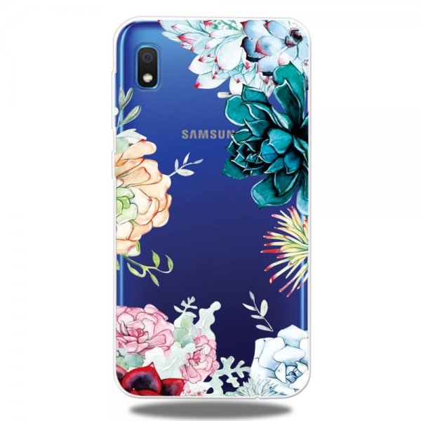 Samsung Galaxy A10 Skal TPU Motiv Flera Blommor Transparent