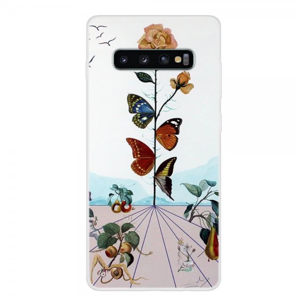 Samsung Galaxy S10 Skal TPU Motiv Fjärilar och Blomma
