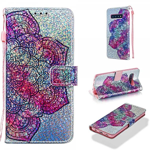 Samsung Galaxy S10 Plånboksfodral Glitter Motiv Mandala