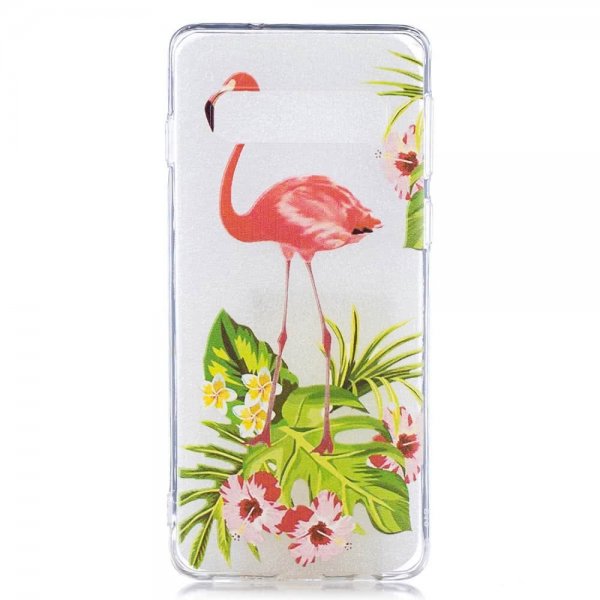 Samsung Galaxy S10 Plus Skal TPU Transparent Motiv Flamingo