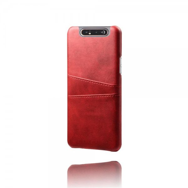 Samsung Galaxy A80 Skal Kortfack PU-läder Röd
