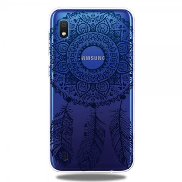 Samsung Galaxy A10 Skal TPU Motiv Blå Mandala Transparent