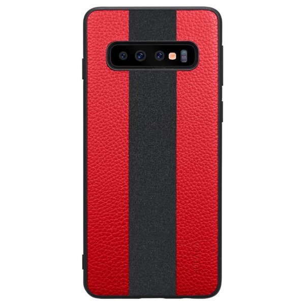 Samsung Galaxy S10 Skal Litchi PU-läder TPU Röd