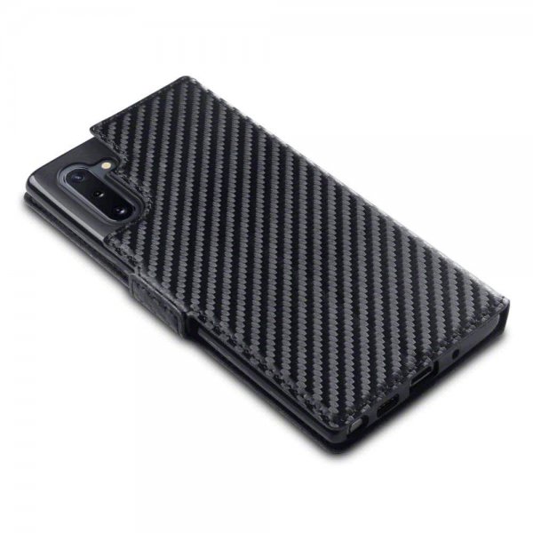 Samsung Galaxy Note 10 Etui Low Profile Kulfibertekstur Sort