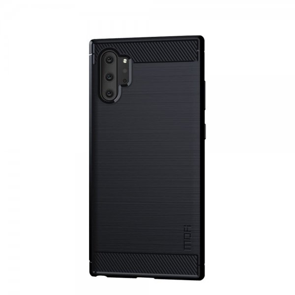Samsung Galaxy Note 10 Plus Skal TPU Borstad Kolfibertextur Mörkblå
