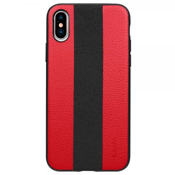 iPhone X/Xs Skal Litchi PU-läder TPU Röd