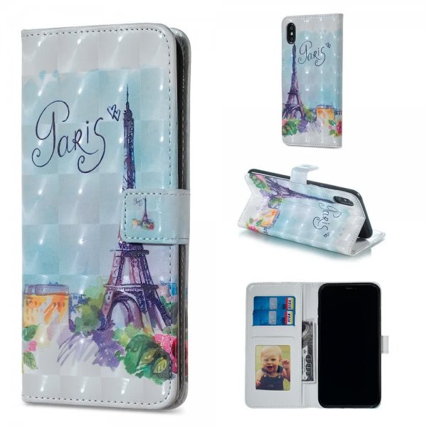 iPhone X/Xs Plånboksfodral Kortfack Motiv Paris Eiffeltornet