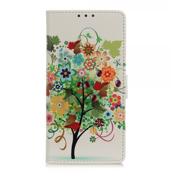 Samsung Galaxy A20E Plånboksfodral PU-läder Motiv Träd med Blommor