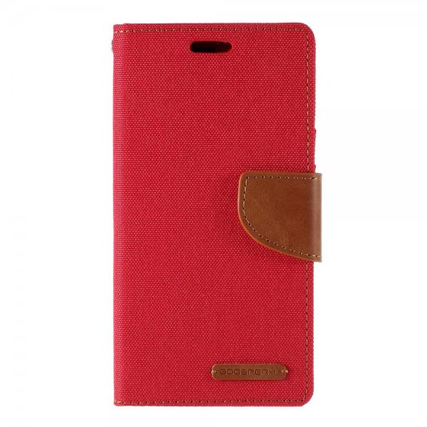 iPhone 11 Pro Plånboksfodral Canvas Diary Kortfack Röd