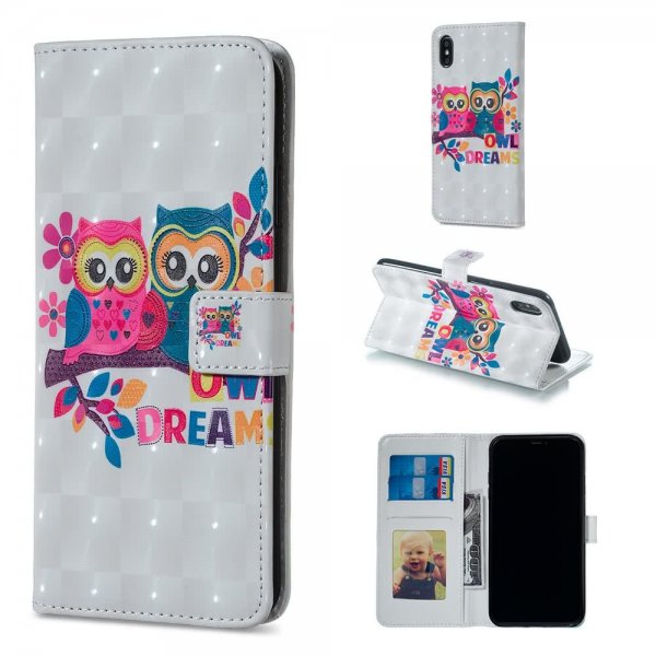 iPhone X/Xs Plånboksfodral Kortfack Motiv Owl Dreams