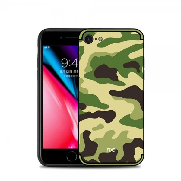 iPhone 7/8/SE Skal med Popsocket TPU Kamouflage Ljusgrön