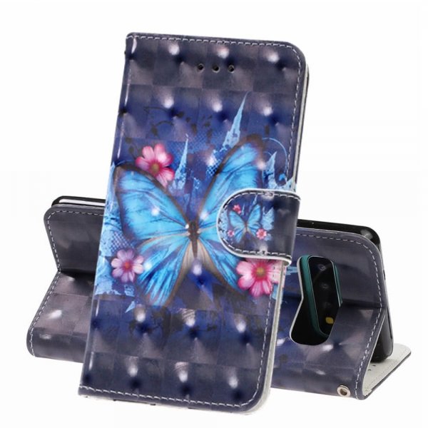 Samsung Galaxy S10 Plånboksfodral Kortfack Motiv Ljusblå Fjäril