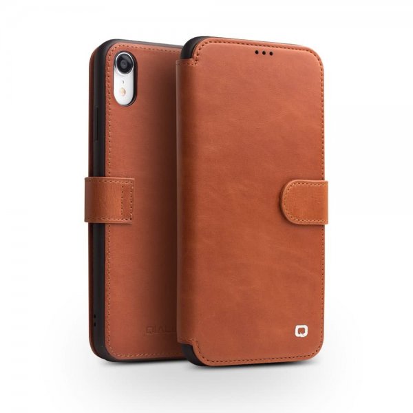 iPhone Xr Plånboksfodral med Kortfack Äkta Läder Ljusbrun