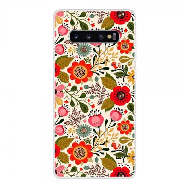 Samsung Galaxy S10 Plus Skal TPU Motiv Livfulla Blommor