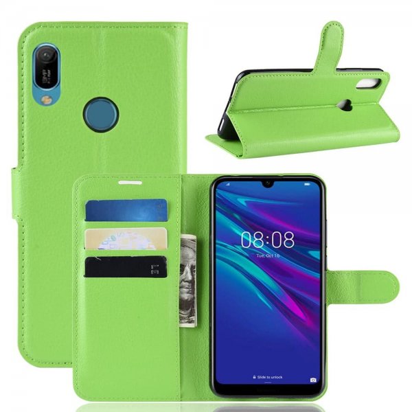 Huawei Y6 2019 Plånboksfodral Litchi PU-läder Grön