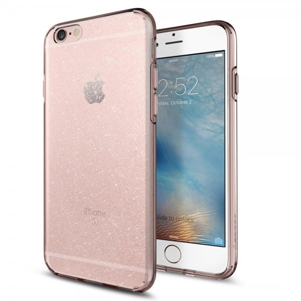 iPhone 6/6S Skal Liquid Crystal Glitter Rose Quartz