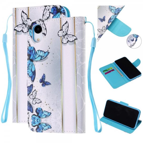 iPhone Xr Plånboksfodral Kortfack Motiv Blåa och Vita Fjärilar