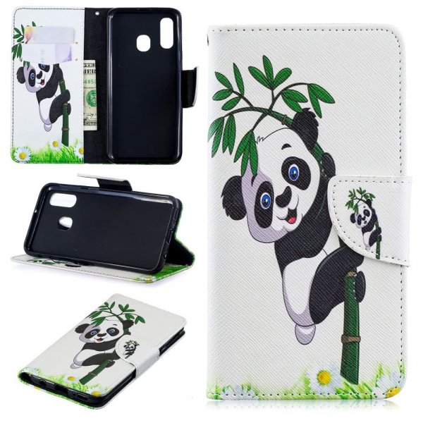 Samsung Galaxy A40 Plånboksfodral PU-läder Motiv Panda i Bambuträd