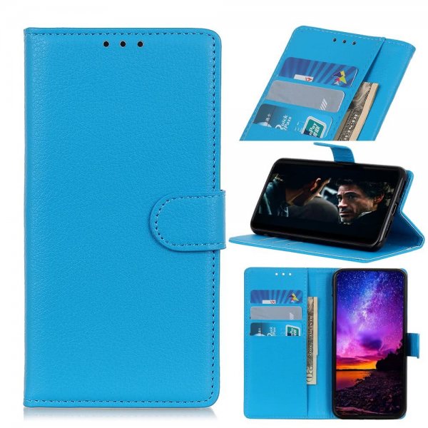Samsung Galaxy A70 Plånboksfodral Litchi Blå