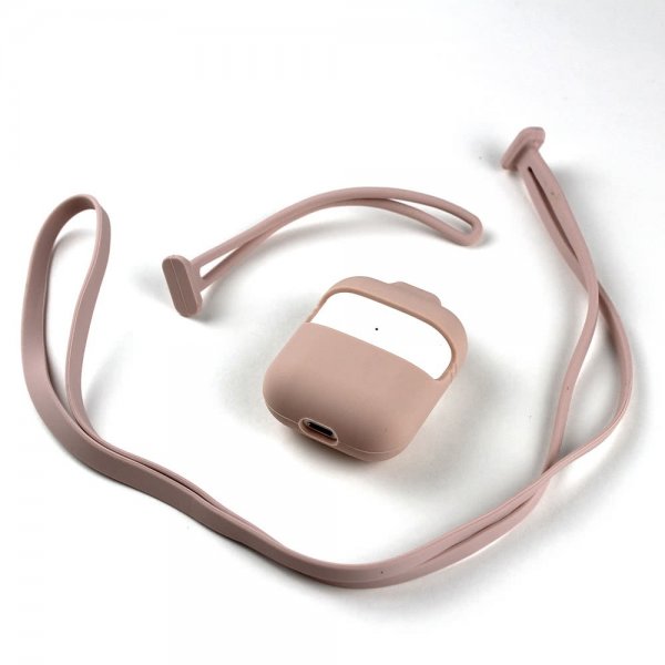 AirPods (1/2) Skal i Silikon Pink Sand Med Halsband