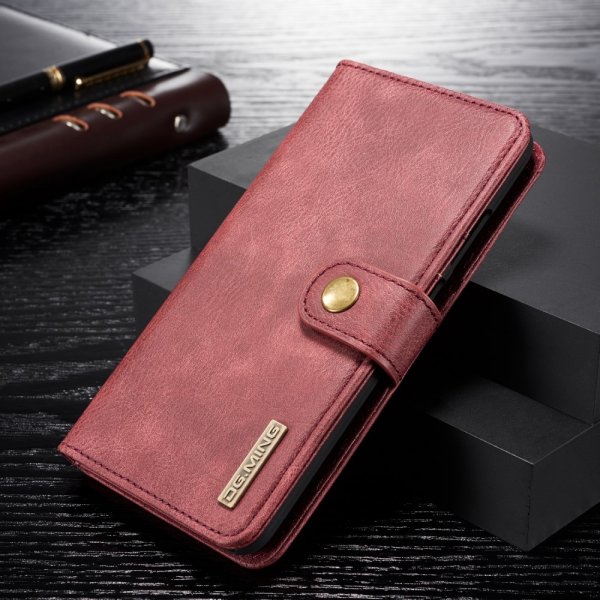 Huawei P Smart 2019 Plånboksfodral Löstagbart Skal PU-läder Röd
