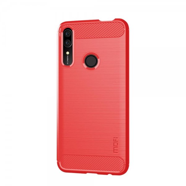 Huawei P Smart Z Skal TPU Borstad Kolfibertextur Röd