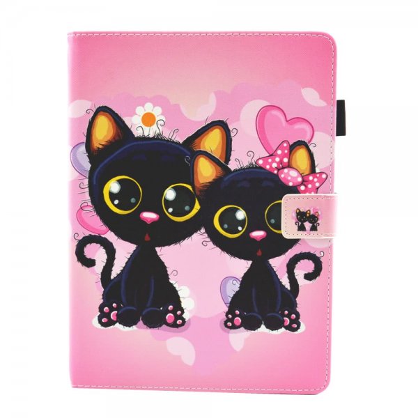 iPad 10.2 Fodral Motiv Två Katter på Rosa