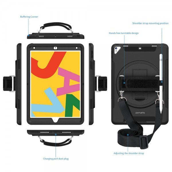 iPad 10.2 (gen 7/8/9) Skal Rugged Case Grip Svart