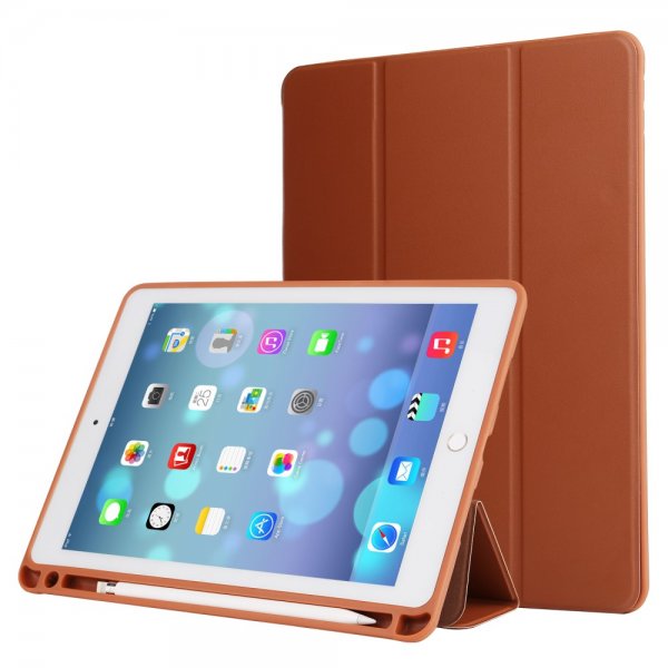 iPad Air 2019 / iPad Pro 10.5 Fodral Nappatextur PU-läder Pennfack Brun