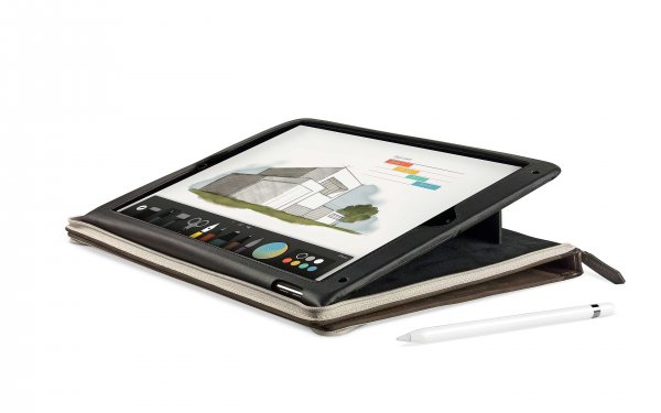 iPad 9.7 (gen 5/6)/iPad Air 1/2 Fodral BookBook Äkta Läder Stativ Brun