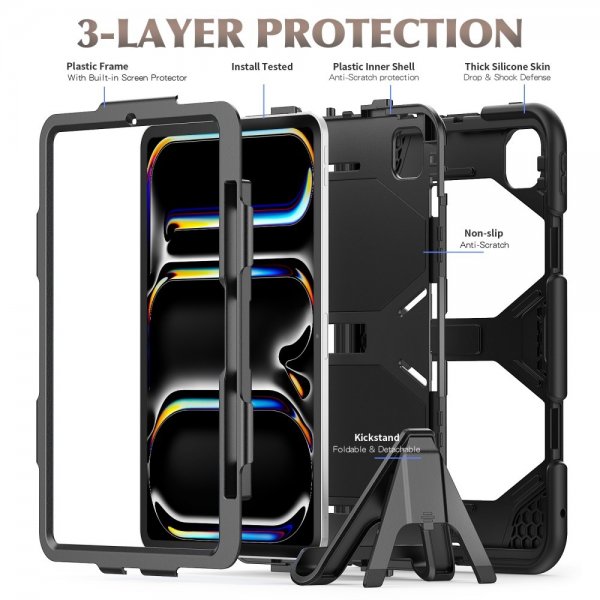 iPad Pro 11 (M4/M5) Skal Heavy Duty Armor Svart