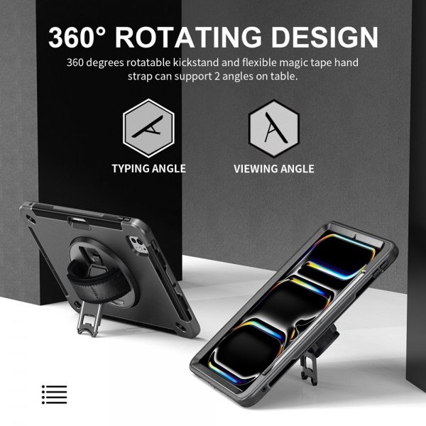iPad Pro 11 (M4/M5) Skal Rugged Case Grip Svart